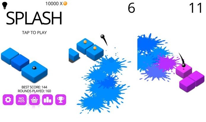 Splash é um jogo viciante onde a bolinha estoura blocos com líquido (Foto: Divulgação / Ketchapp)