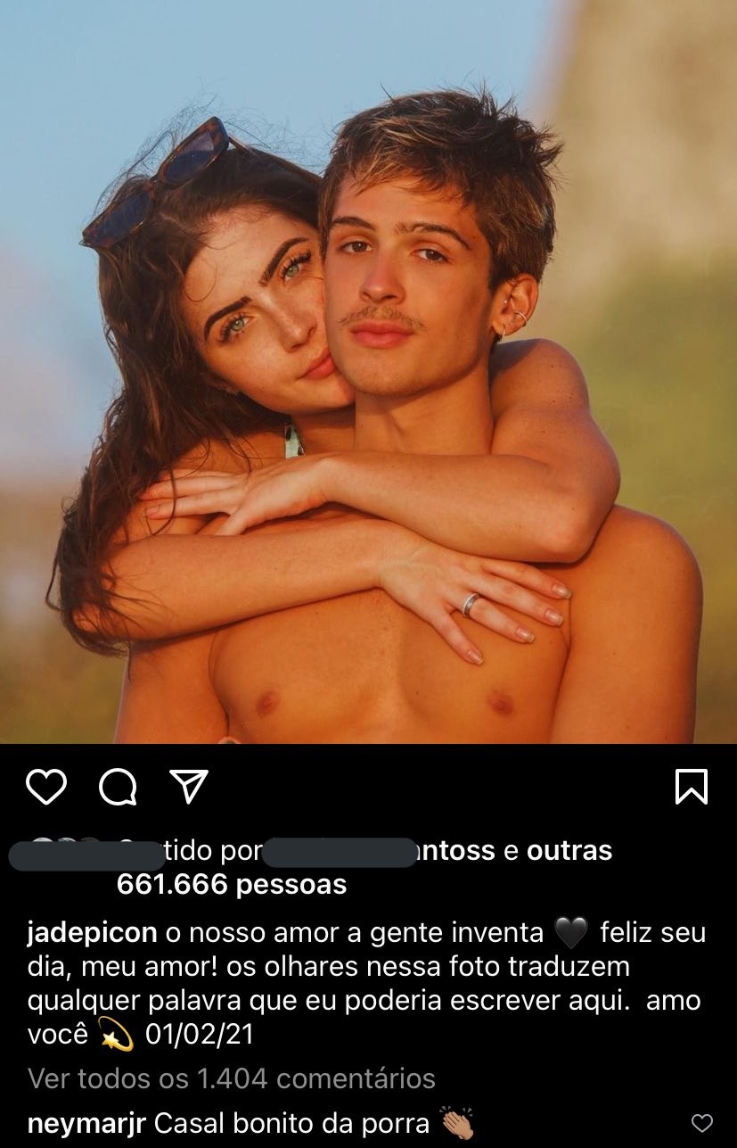 Seguidores acham comentário antigo de Neymar em foto de Jade Picon e João Guilherme (Foto: Reprodução/Instagram)