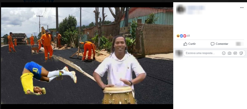 Montagem publicada nos comentários da publicação da Prefeitura de Mandirituba — Foto: Reprodução Facebook