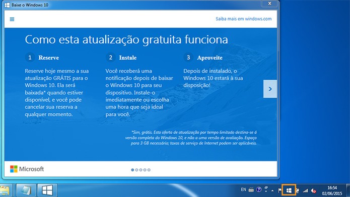 Acesse o Get Windows 10 no computador (Foto: Reprodu??o/Barbara Mannara)