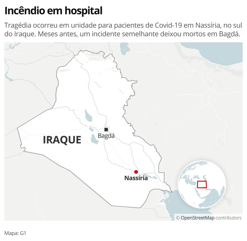 Incêndio em hospital no Iraque - MAPA — Foto: G1 Mundo