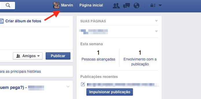 Acessando o perfil de usuário no Facebook (Foto: Reprodução/Marvin Costa)