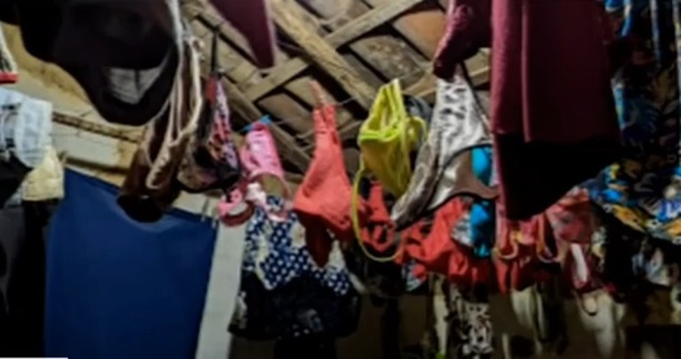 Polícia apreende várias calcinhas na casa de ladrão de roupas íntimas no Ceará — Foto: Reprodução