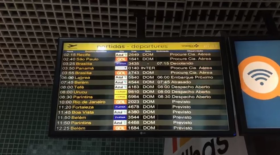 As operações na pista do aeroporto foram afetadas nas primeiras horas desta quarta (2). — Foto: Lany Gusmão/Rede Amazônica 
