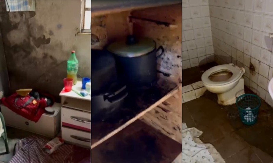 Imagens mostram quarto, geladeira da cozinha e banheiro do imóvel onde 10 pessoas eram mantidas em condições análogas à escravidão na Baixada Fluminense