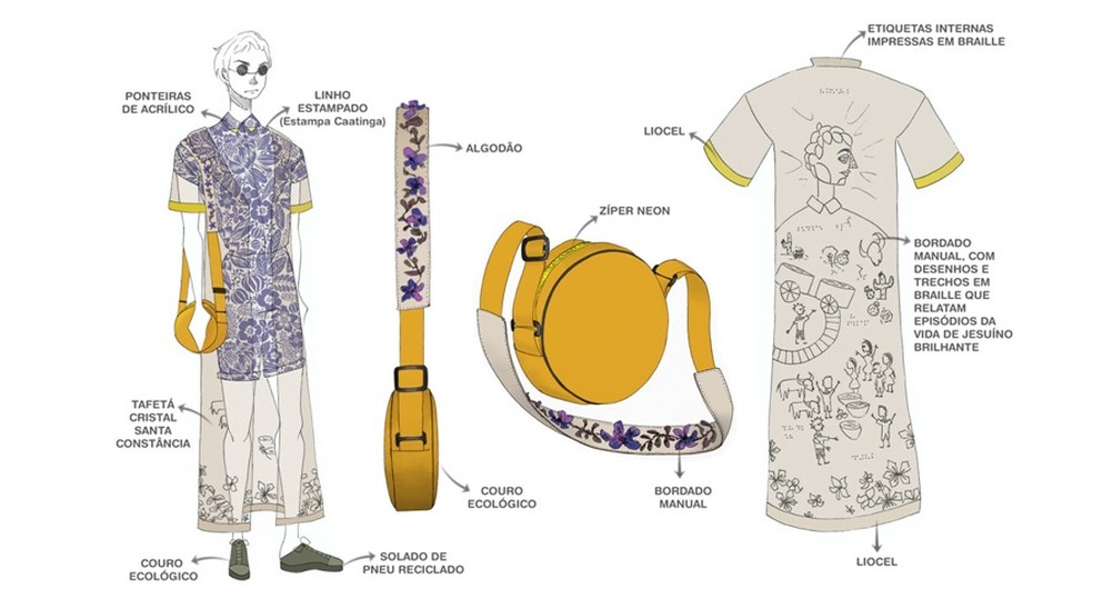 As criaÃ§Ãµes sÃ£o inspiradas na vida do cangaceiro JesuÃ­no Brilhante, e tambÃ©m trazem inclusÃ£o para pessoas com deficiÃªncia visual â Foto: DivulgaÃ§Ã£o