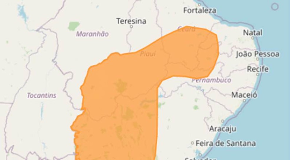 Inmet emite alerta laranja de perigo de baixa umidade para 74 municípios da Paraíba — Foto: Reprodução/Inmet