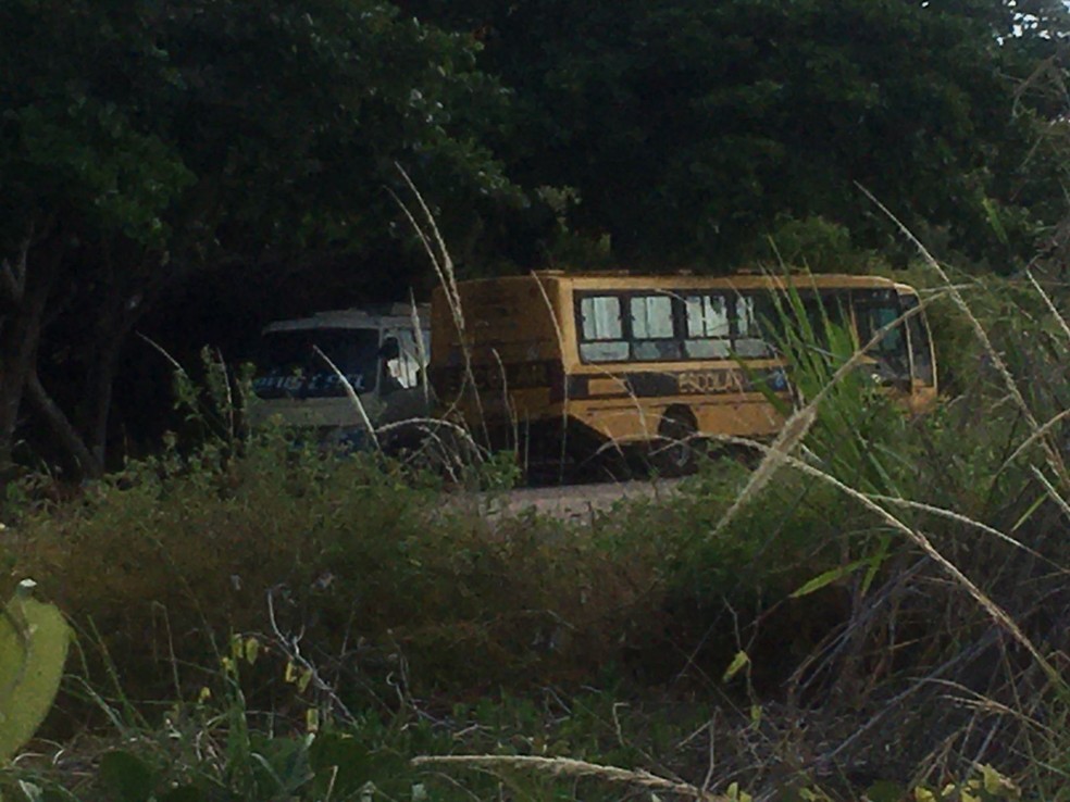 Ônibus escolares faziam retirada de combustível diariamente nas proximidades da Praia do Forte — Foto: Divulgação