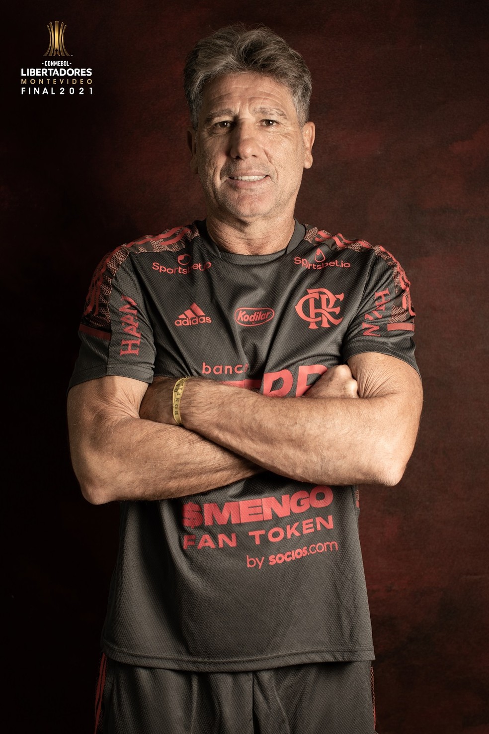 Renato Gaúcho, do Flamengo, em foto oficial da final da Libertadores — Foto: Divulgação/Conmebol