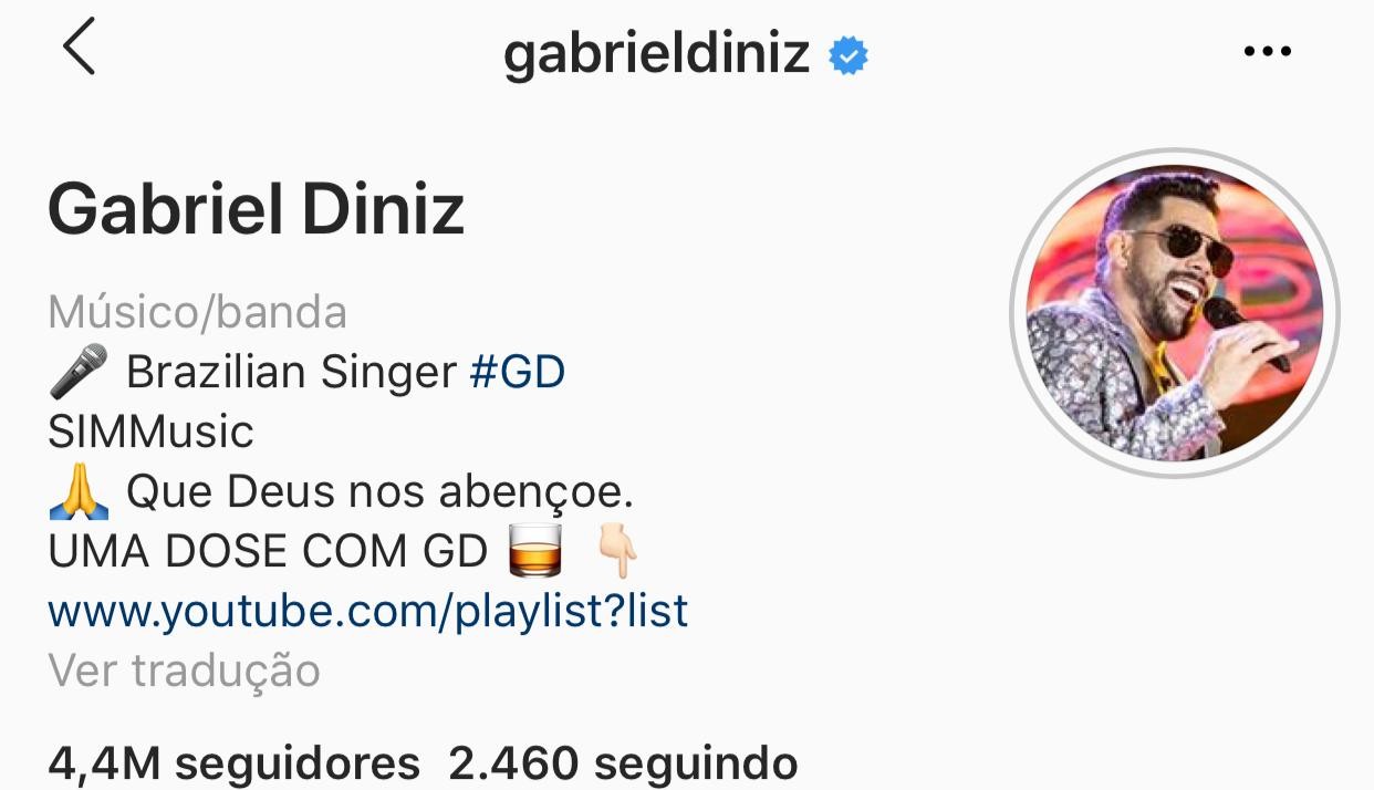 Conta de Gabriel Diniz aumentou quase um milhão após sua morte (Foto: Instagram/ Reprodução)