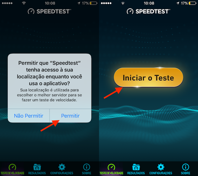 Caminho para iniciar o teste de conexão do Speedtest no iPhone (Foto: Reprodução/Marvin Costa)