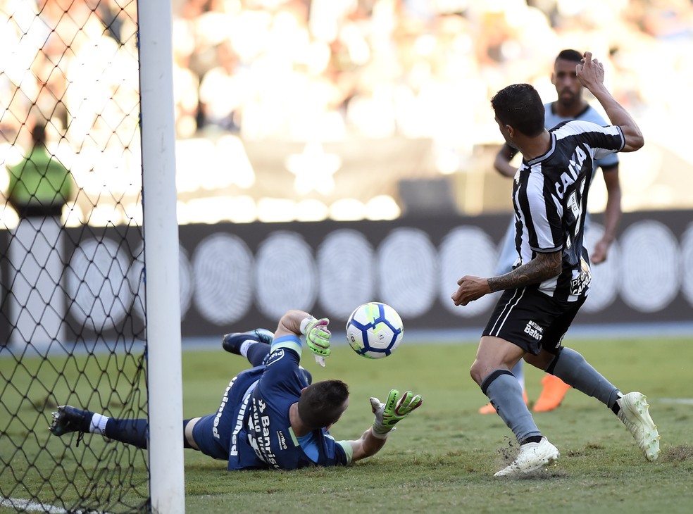 Marcelo Grohe e Kieza em Botafogo x Grêmio (Foto: André Durão)