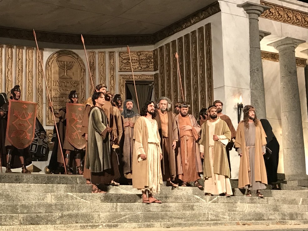 Cena do Templo de JerusalÃ©m (Foto: Joalline Nascimento/G1)