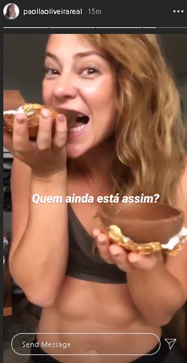 Paolla Oliveira: tanquinho e chocolate (Foto: Reprodução Instagram)