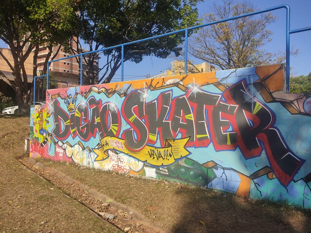 Pista de skate do Parque do Povo é um dos pontos públicos de manifestações de grafite em Presidente Prudente — Foto: Aline Costa/G1