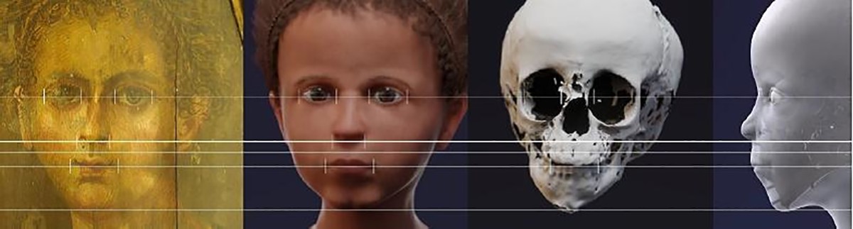 Cientistas reconstroem rosto de criança egípcia que morreu há 2 mil anos (Foto: Nerlich AG, et al. PLOS One (2020))