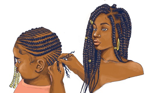 Trança box braids com cachos  Penteados com trança afro, Cabelo com  trança, Tranças pretas