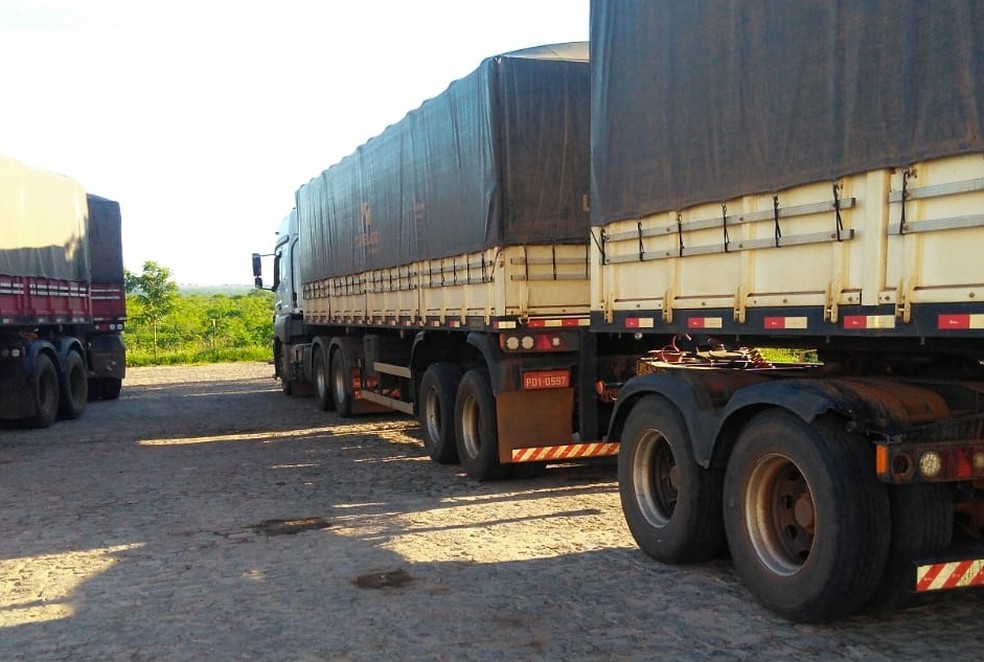 Carga irregular de milho apreendida em Itaú — Foto: SET/Divulgação