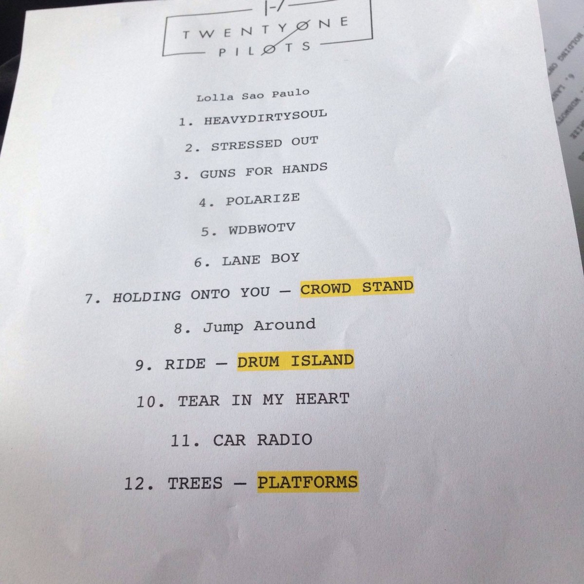 Setlist Twenty One Pilots no Lollapalooza Lollapalooza multishow