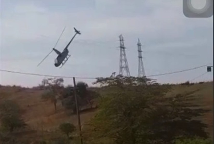 Helicóptero caiu em Engenheiro Caldas (MG)