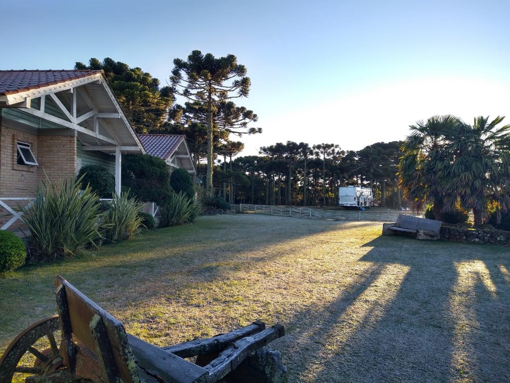Cambará do Sul, na Serra, amanheceu gelada — Foto: Divulgação/ Secretaria de Turismo de Cambará do Sul