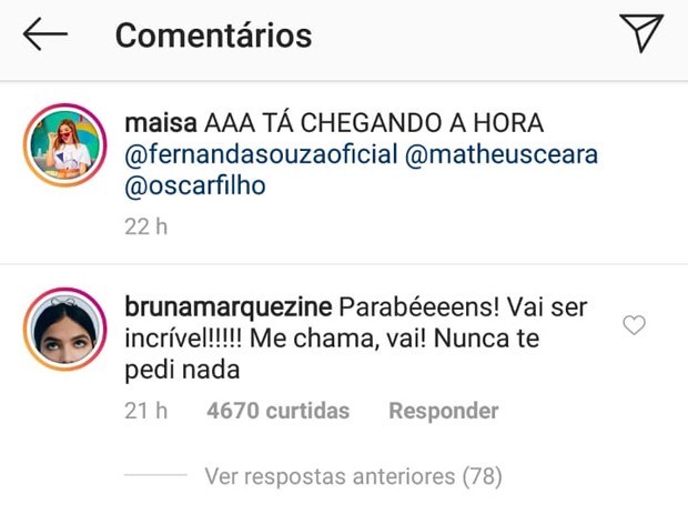 Bruna Marquezine se convida para programa de Maisa Silva (Foto: Reprodução/Instagram)