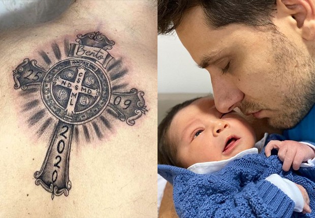 Eliéser Ambrósio homenageia o filho, Bento, ao fazer primeira tatuagem (Foto: Reprodução/Instagram)