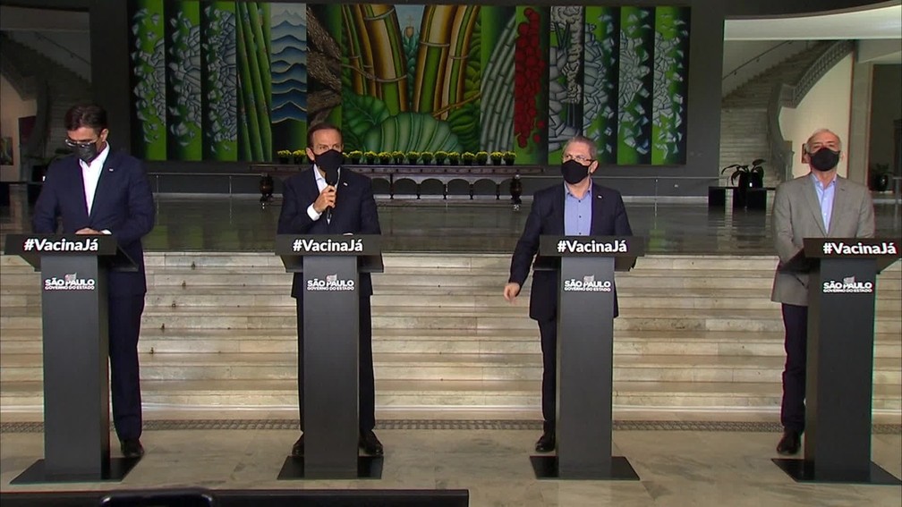 Governador João Doria (PSDB) anuncia novas medidas restritivas para o estado de SP durante coletiva de imprensa — Foto: Reprodução