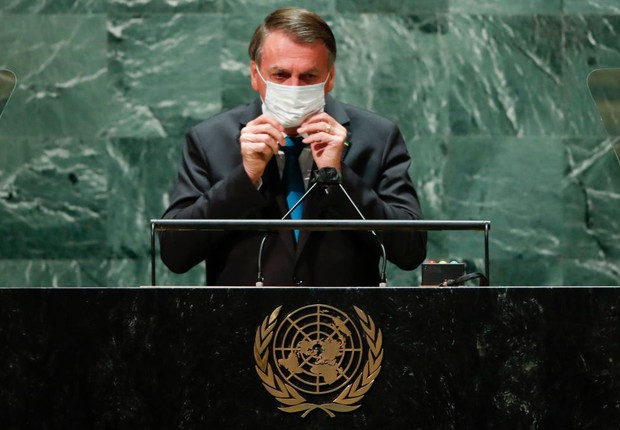 Jair Bolsonaro na Assembleia da ONU (Foto: Pool / Equipe)