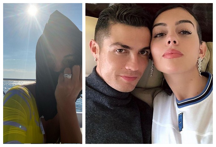 A modelo argentina Georgina Rodriguez na foto mostrando a aliança que fomentou boatos de um possível casamento com Cristiano Ronaldo (Foto: Instagram)