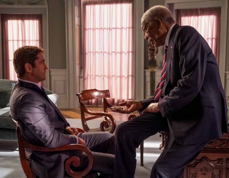 Gerard Butler e Morgan Freeman em cena de Invasão ao Serviço Secreto (2019) (Foto: Reprodução)