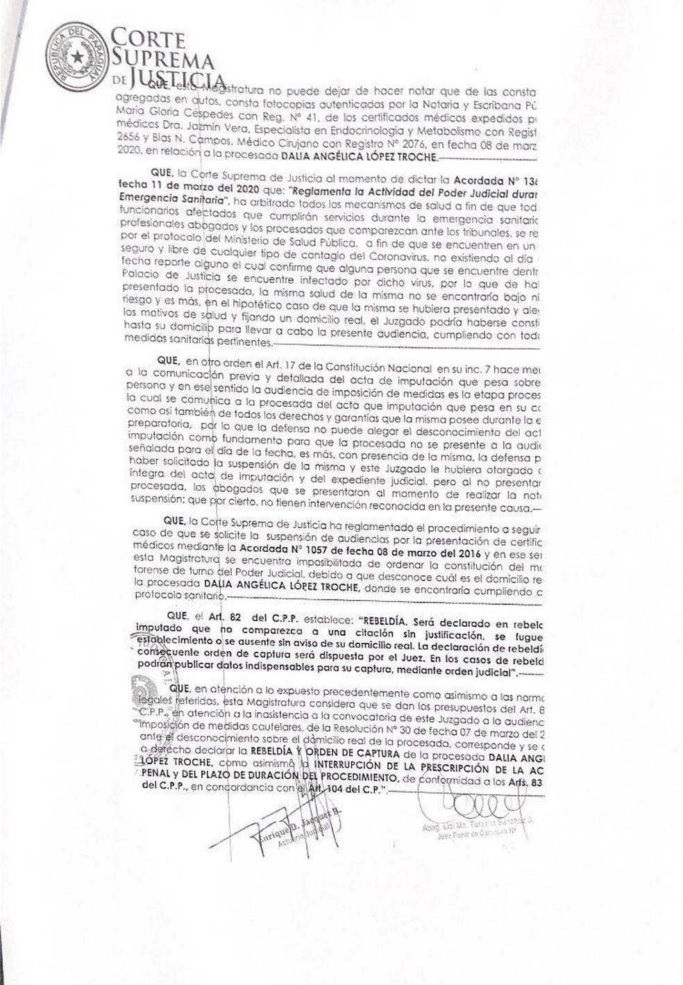Caso Ronaldinho Gaúcho - Ordem de captura da Dalia Lopez — Foto: Reprodução