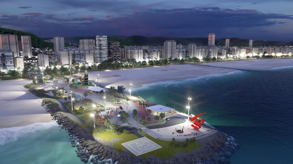 Justi&ccedil;a manda paralisar obras do Parque Roberto M&aacute;rio Santini &mdash; Foto: Divulga&ccedil;&atilde;o/Prefeitura de Santos