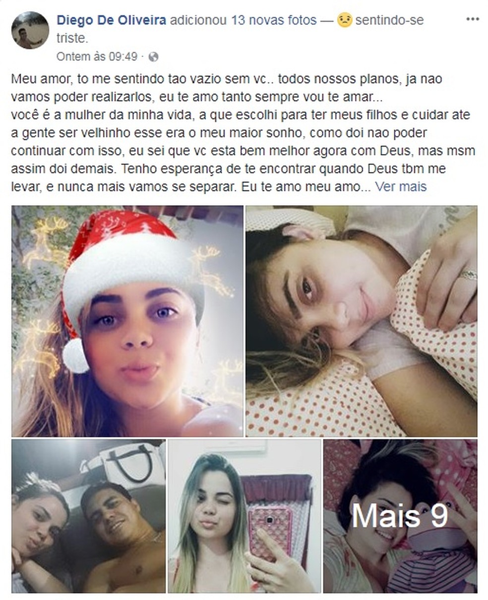 O namorado de Jhenneffer publicou homenagem para ela na internet (Foto: Reprodução/Facebook)