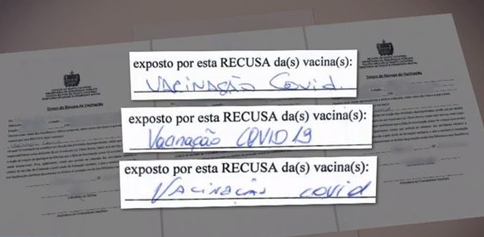 Justificativas apresentadas pelos policias militares de SC — Foto: NSC TV/Reprodução
