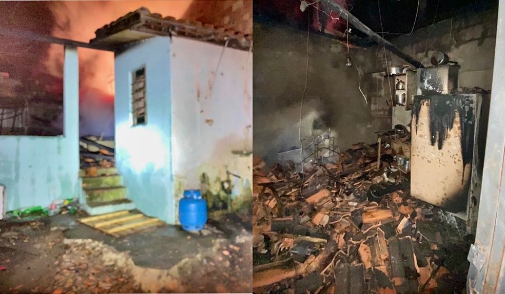 Duas casas foram atingidas pelas chamas e ficaram completamente destruídas em Fartura (SP) — Foto: Facebook/ Reprodução