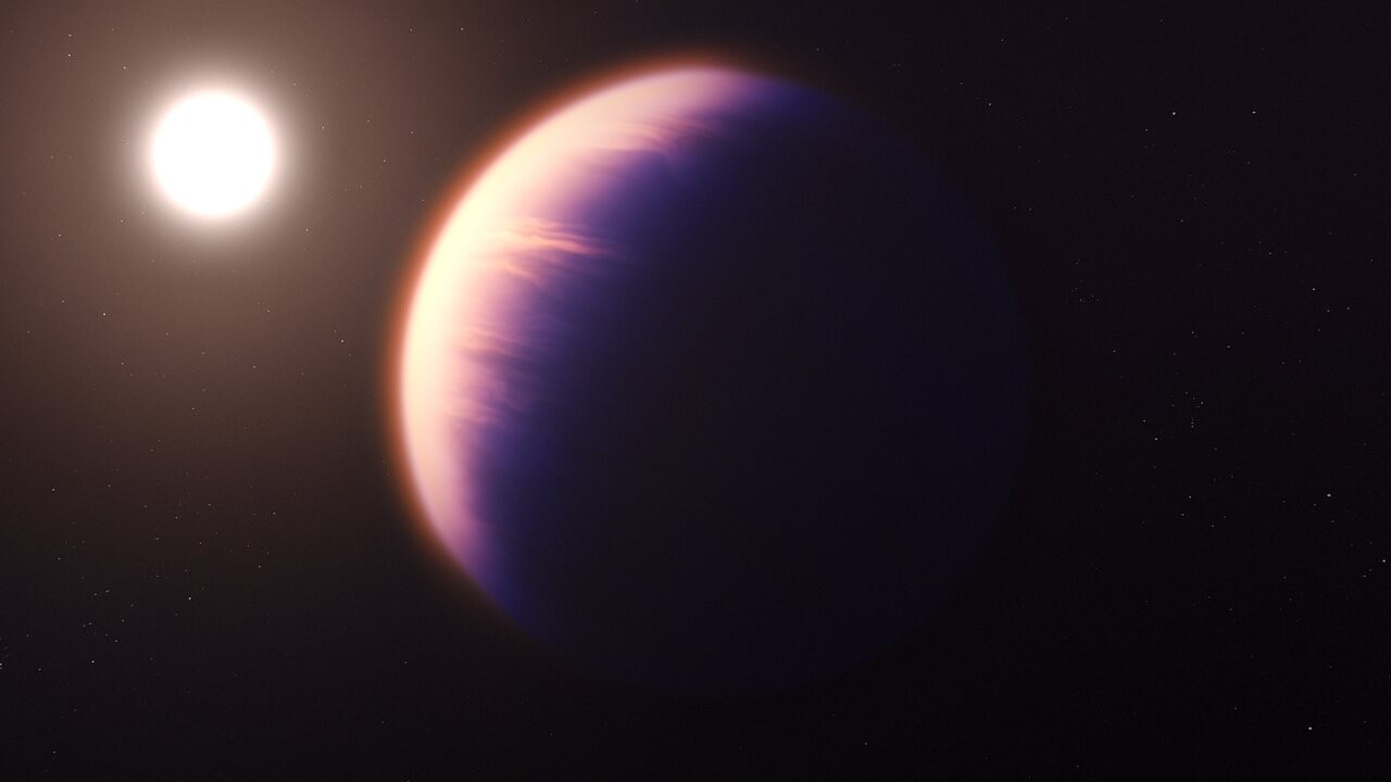 Exoplaneta WASP-39 b, um gigante gasoso quente e inchado com um diâmetro 1,3 vezes maior que Júpiter (Foto: NASA, ESA, CSA e J. Olmsted (STScI))