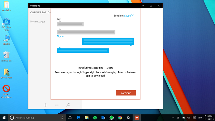 Windows 10 chega com novo aplicativo de chat do Skype e opções para vídeo e chamadas (Foto: Reprodução/Elson de Souza)