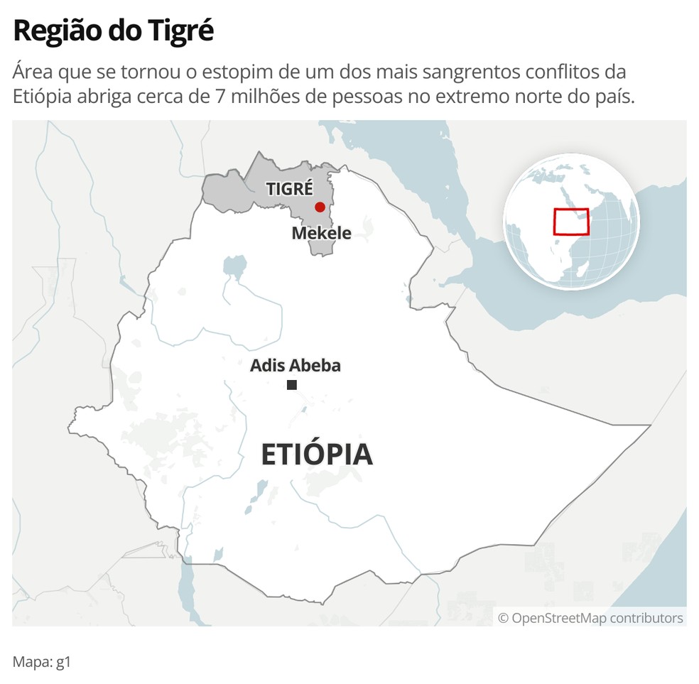 MAPA - Tigré, Etiópia — Foto: g1