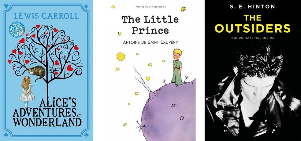 Livros em inglês: 8 títulos para comprar no Brasil. Acima: os livros Alice's Adventures in Wonderland; The Little Prince e The Outsiders (Foto: Reprodução/Letícia Conde)