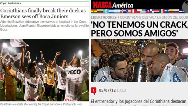 Sites franceses destacam vitória do Corinthians na Libertadores