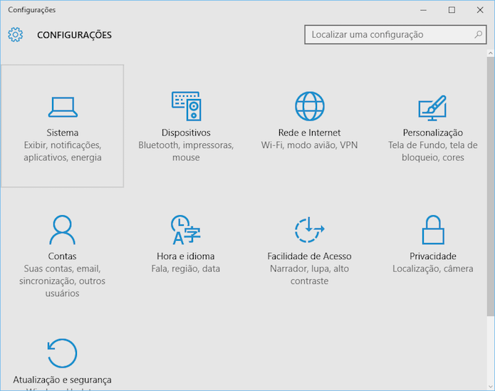 Abra as configurações do Windows 10 (Foto: Reprodução/Helito Bijora) 
