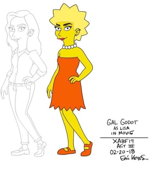 Gal Gadot como personagem de Os Simpsons (Foto: Reprodução/Instagram)