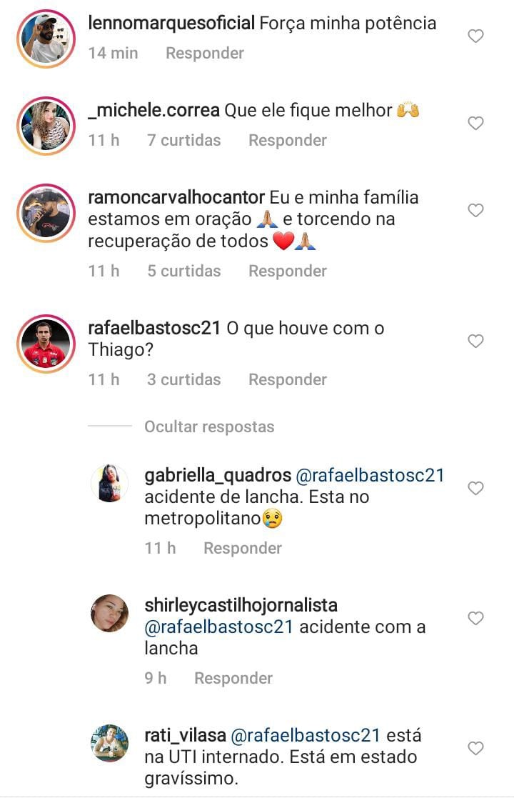 Fãs e amigos deixam mensagens de carinho para Thiago Costa (Foto: Reprodução / Instagram)