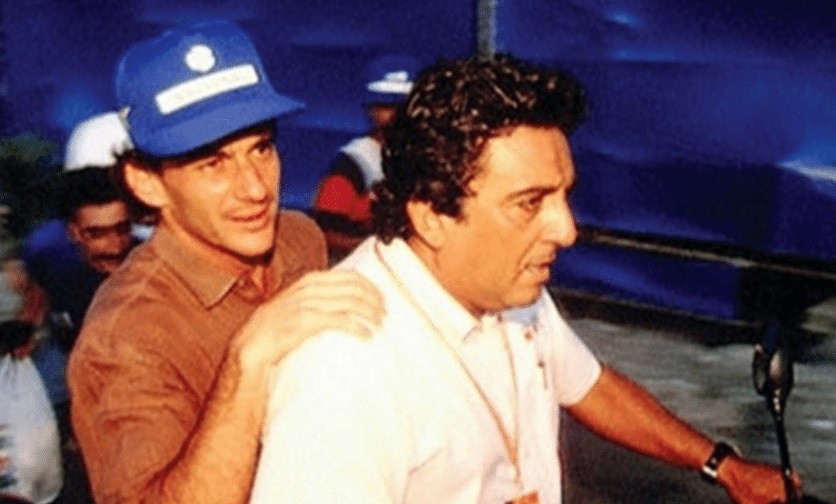 Ayrton Senna e Galvão Bueno em foto nos anos 90 (Foto: Arquivo pessoal)