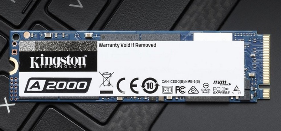 SSD Kingston A2000 de 250 GB possui interface PCIe NVMe — Foto: Divulgação/Kingston