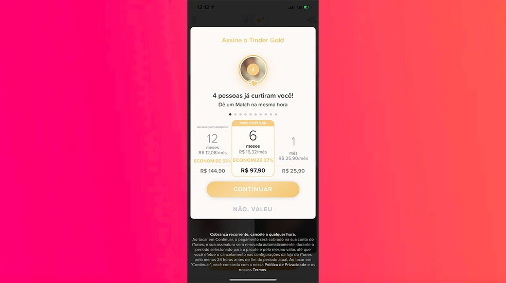 Opções Premium do Tinder também podem ajudar — Foto: Reprodução/Felipe Vinha