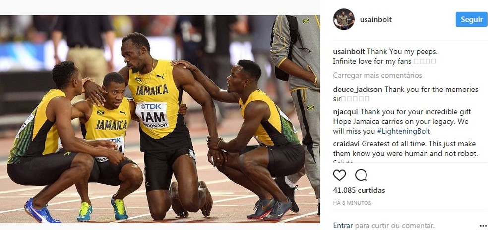 Usain Bolt Postagem Agradecimento (Foto: Reprodução/Instagram)