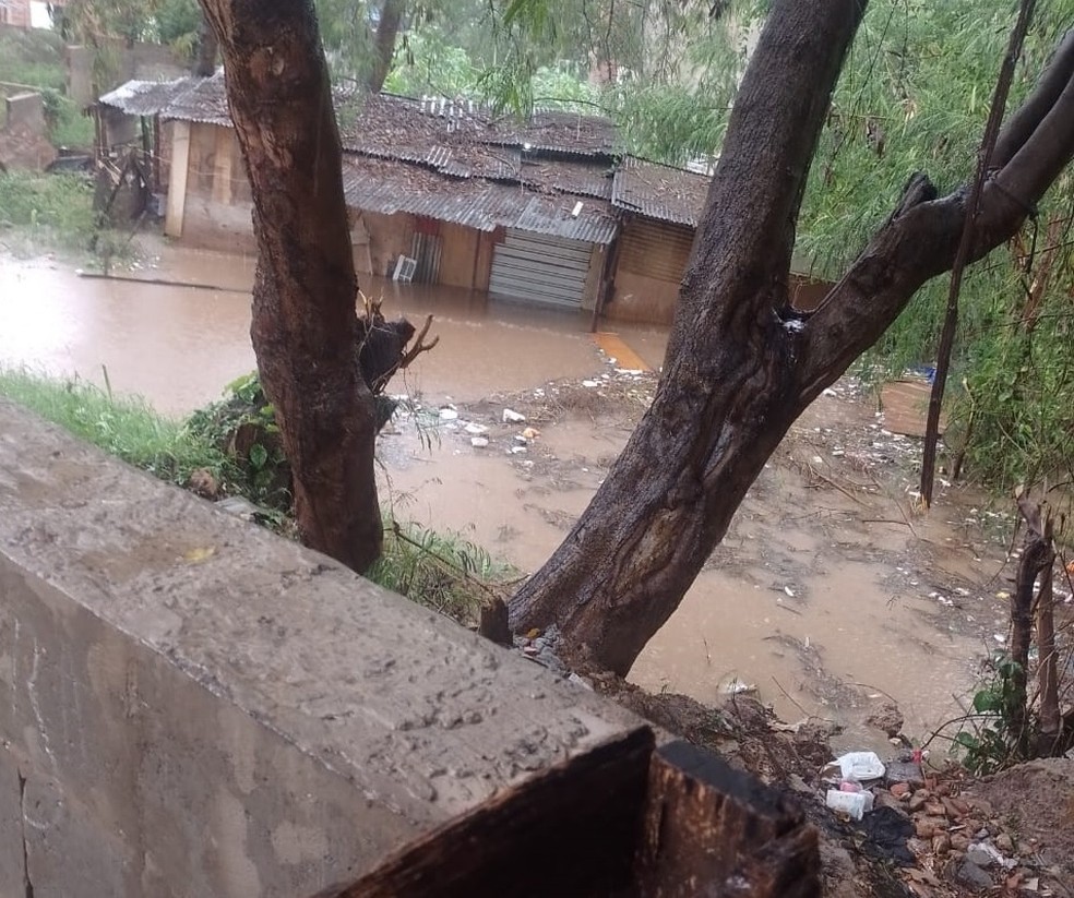 Casa inundada durante chuvas na Comunidade Portelinha, em Piracicaba — Foto: Reprodução/ EPTV