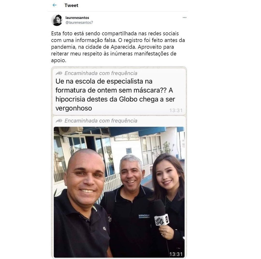 A jornalista Laurene Santos, atacada por Jair Bolsonaro, é alvo de fake news (Foto: Reprodução/Instagram)